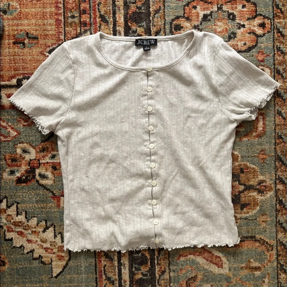 J. Crew Pointelle Short-sleeve Knit Cardigan - Picture 4 of 4